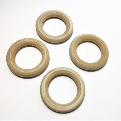 4 anneaux en bois naturel, 4 cm