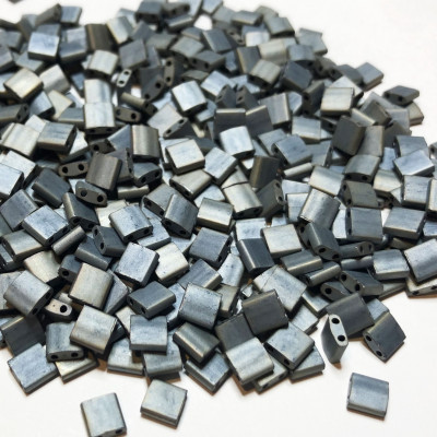 Tila beads, gris argenté, 5*5*1,9 mm