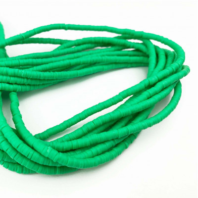 3 mm, heishi polymère, vert roi, le fil