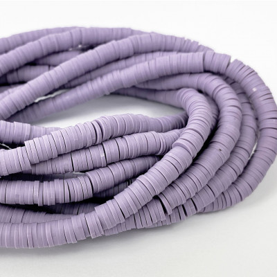 6 mm, heishi polymère, violet clair, le fil