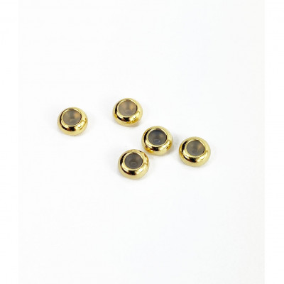 5 perles stoppeurs, laiton doré or 24K, 6 mm