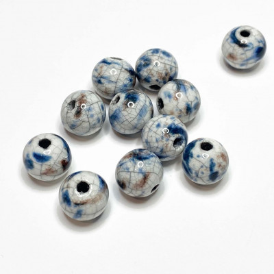 12 mm, céramique émail blanc, bleu acier