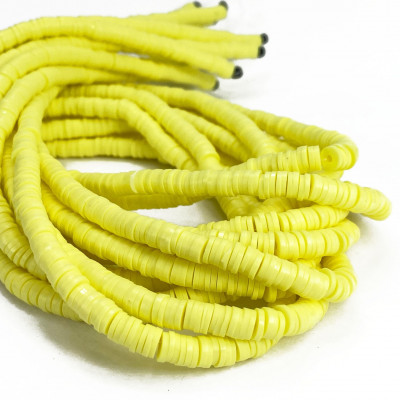 6 mm, heishi polymère, jaune citron, le fil env. 40 cm