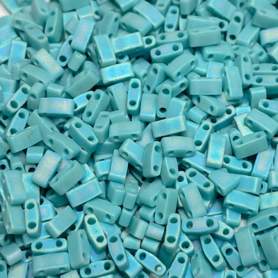 5 G, Half Tila beads, turquoise mat mat. 5*2,3*1,9 mm