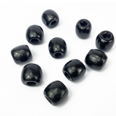 10 perles baril, bois noir 17*16 mm
