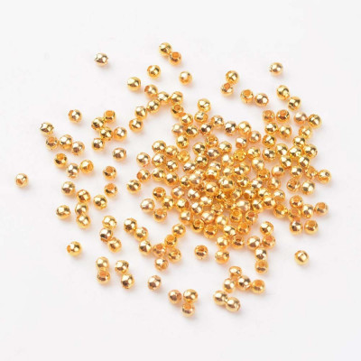 2 mm métal doré, perles à écraser, env. 10G