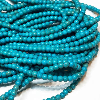 4 mm, howlite synthétique, turquoise. Env 90 p