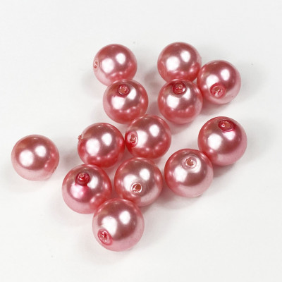 20 perles 10 mm. Verre nacré rose
