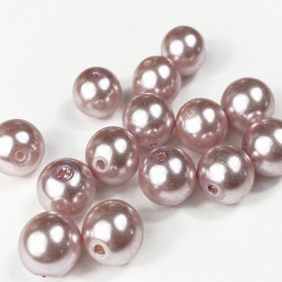 20 perles 10 mm. Verre nacré vieux rose