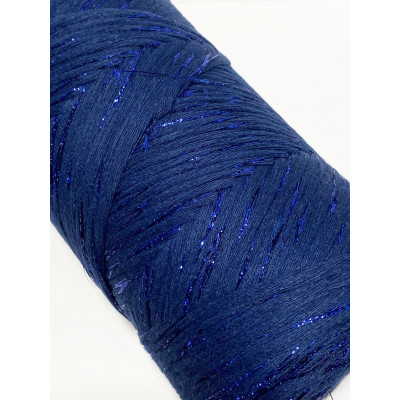 3 mm, 190 m coton peingné bleu marine et métallise