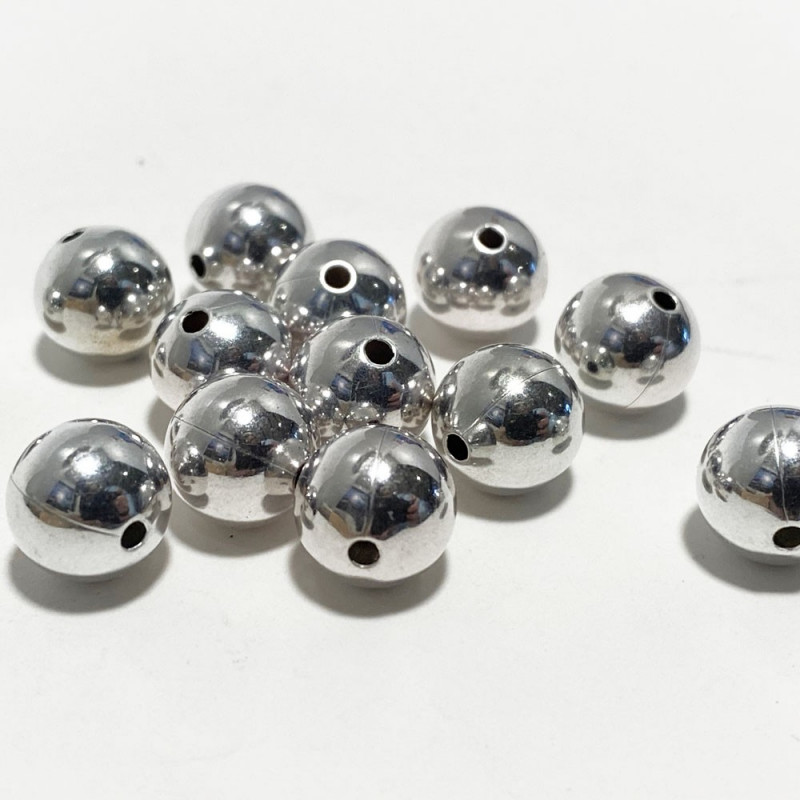 20 perles boules. 10 mm métal argenté